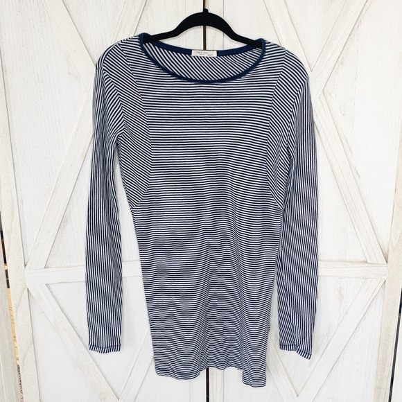 Rag & Bone Striped Knit T-shirt Long Sleeve Pullover Navy Blue White Dre… - Picture 2 of 13